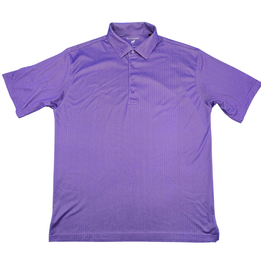 Horn Legend Performance Luxury Polo Shirt Mens Large Purple Herringbone‎ Golf